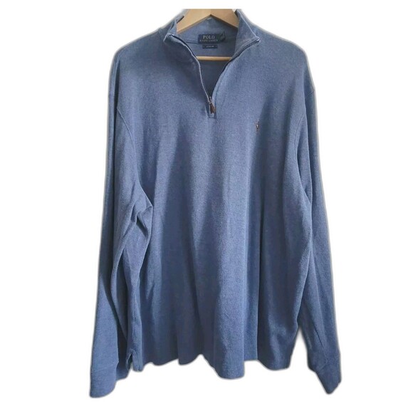 Polo Ralph Lauren ESTATE RIB Men's 1/4 Zip Light Blue Size XXL Sweater - Picture 1 of 14